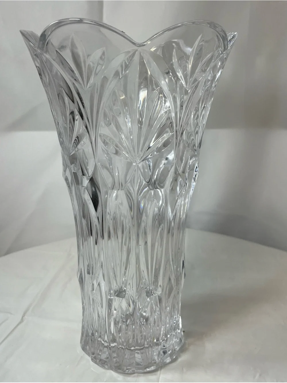 Clear Cut-Glass Decorative Vase in Clear